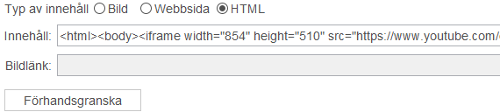 Webbkomponent som visar inbäddad HTML