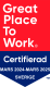Great place to work certificate