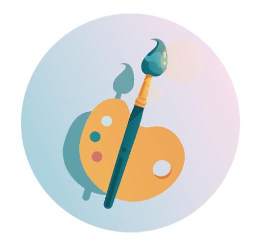 An illustration of a brush representing continuing courses in 2c8 Apps.